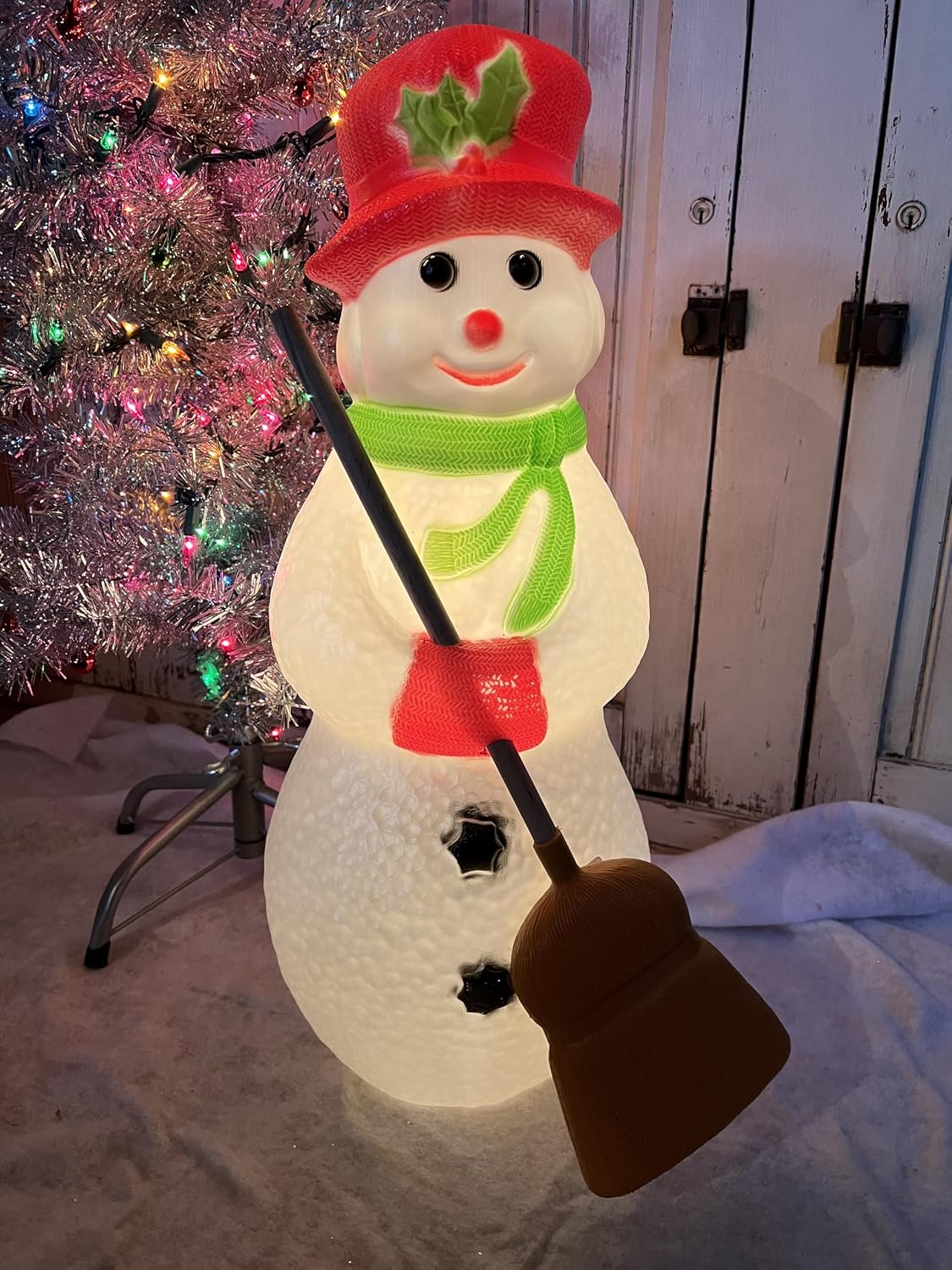 Blow Mold Snowman with Boom 22" Lighted Union